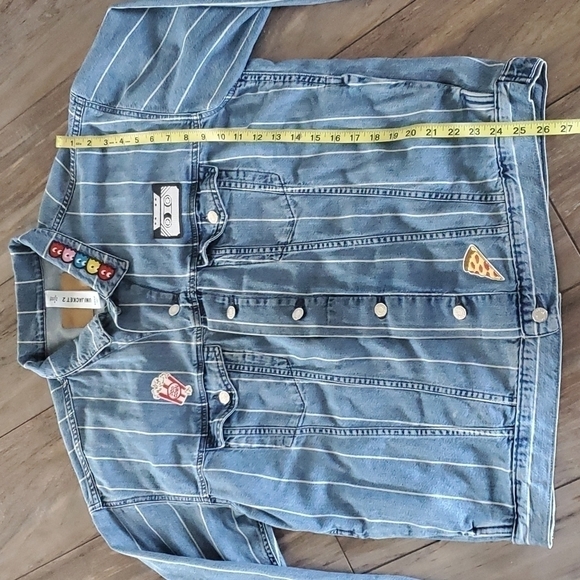 Uni Jacket 2 &Denim Mens Stripe Y2K Jean Jacket sz M - Picture 5 of 10